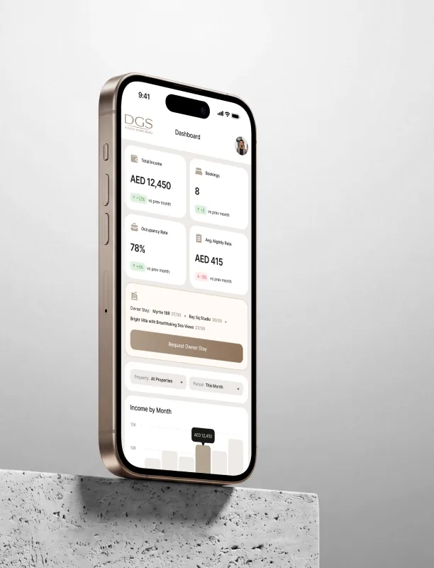 Owner portal dashboard on a phone